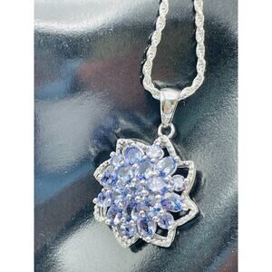 Sterling Silver Purple Tanzanite Pendant Necklace 1.60 CTW 18" Box Chain NEW 925